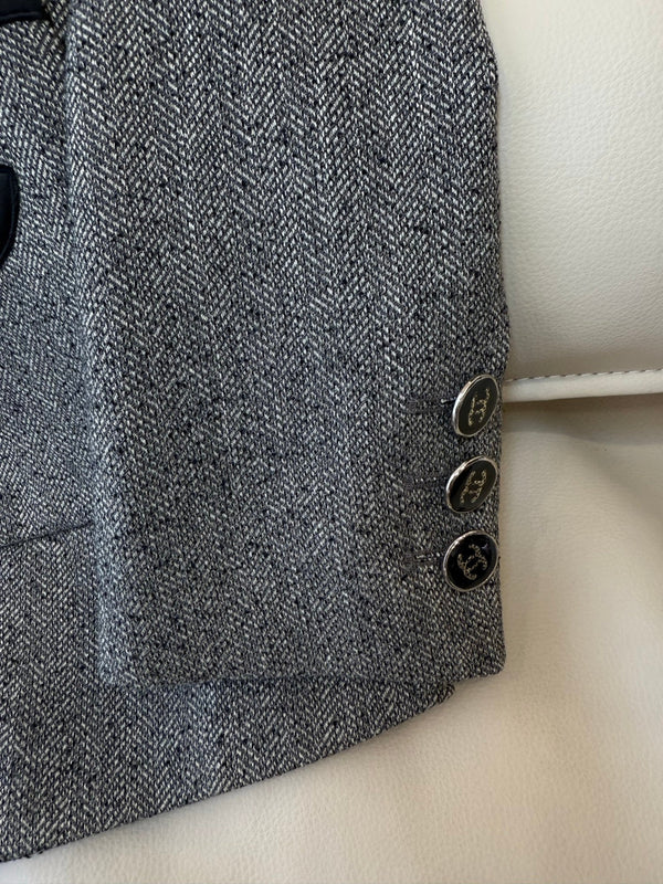 Chanel Blazer 2025 avec ceinture Gris Noir Polyester Laine