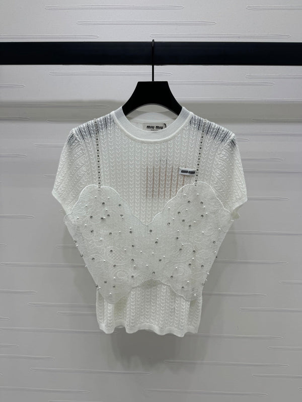 Miu 25 T- Shirt Wool with Lace 233541