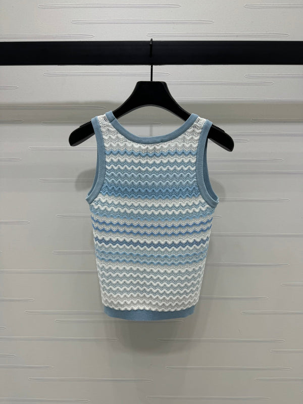 CC 25 Tank Top Baby Blue mix White Polyester 233563
