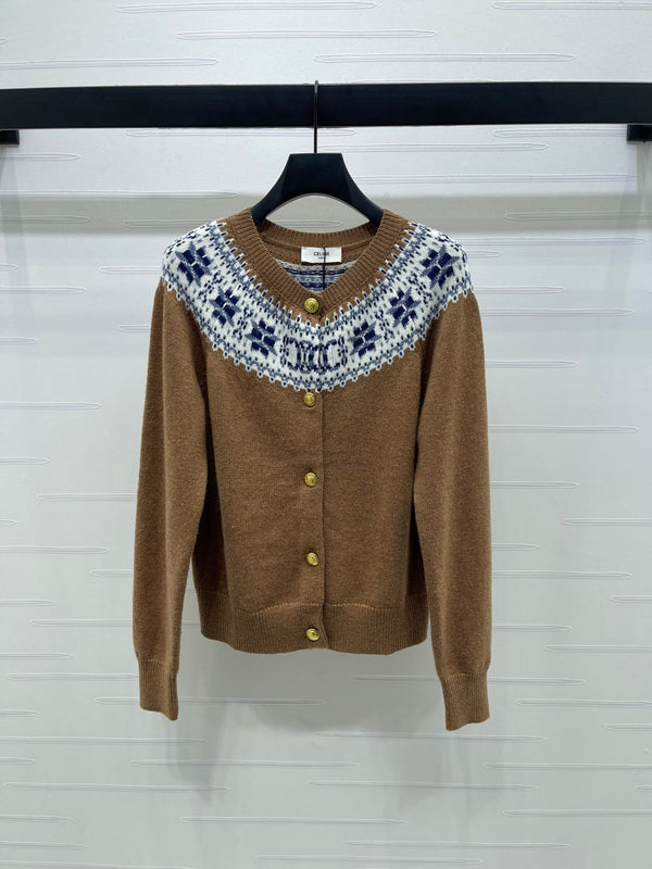 Celine 25 Patterned Cardigan Cashmere 295601