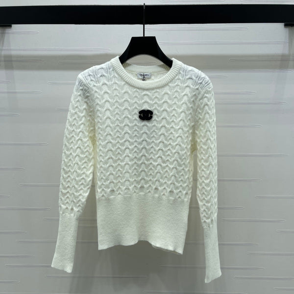Chanel 2025 Pull Manches Longues Blanc Laine Acrylique Nylon 319586