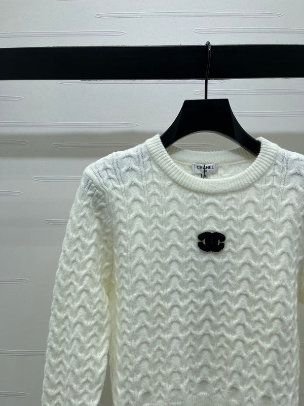 Chanel 2025 Pull Manches Longues Blanc Laine Acrylique Nylon 319586