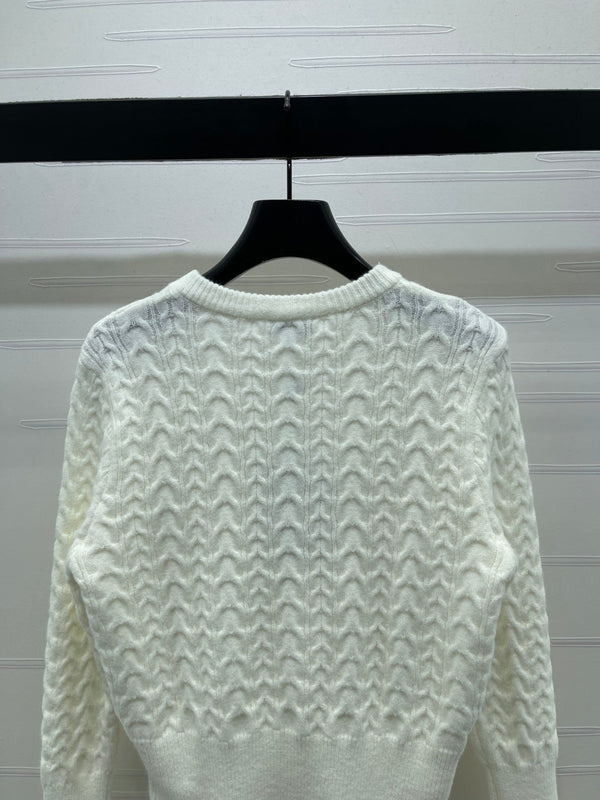 Chanel 2025 Pull Manches Longues Blanc Laine Acrylique Nylon 319586