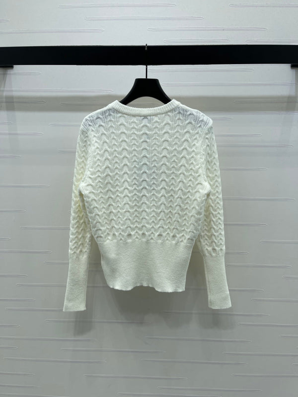 Chanel 2025 Pull Manches Longues Blanc Laine Acrylique Nylon 319586