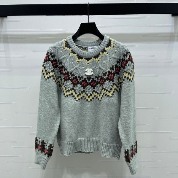 Chanel Pull 2025 Gris Couleurs Mélangées Laine Nylon 319617