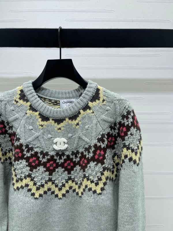 Chanel Pull 2025 Gris Couleurs Mélangées Laine Nylon 319617