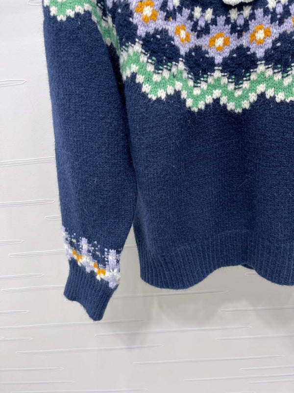 Chanel Pull 2025 Bleu Foncé Mélange Couleurs Laine Nylon 319616