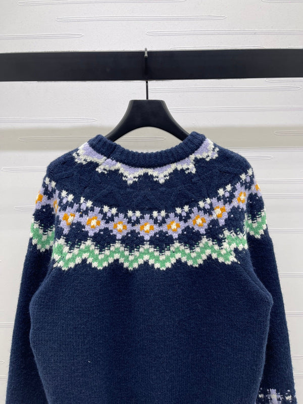 Chanel Pull 2025 Bleu Foncé Mélange Couleurs Laine Nylon 319616