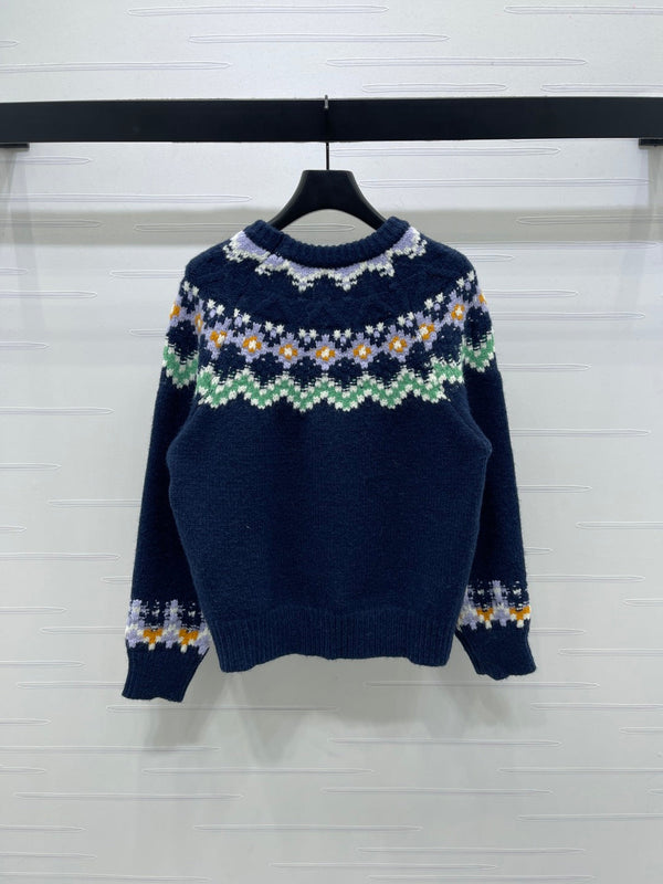 Chanel Pull 2025 Bleu Foncé Mélange Couleurs Laine Nylon 319616