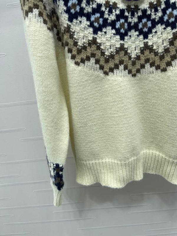 Pull Chanel 2025 Crème Couleurs Mélangées Laine Nylon 319615