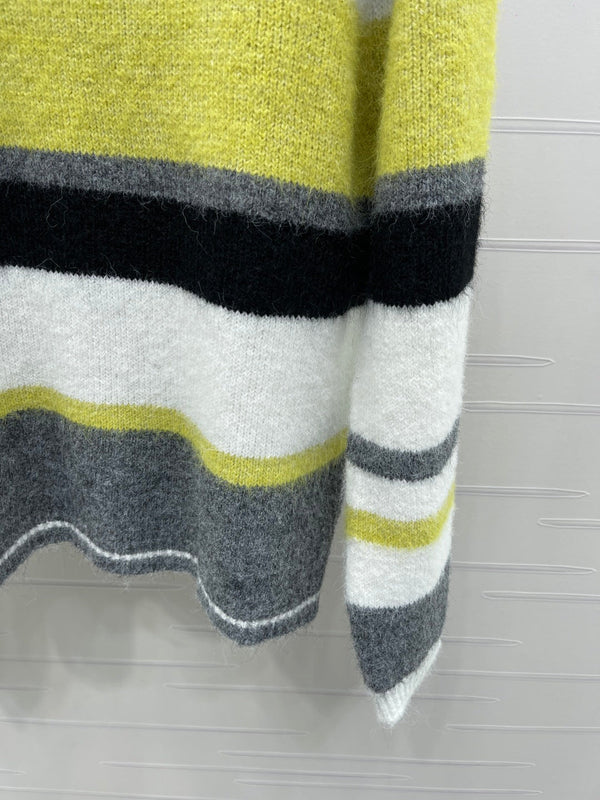 Chanel 2025 Pull Rayé Manches Longues Laine Cachemire Jaune 319606