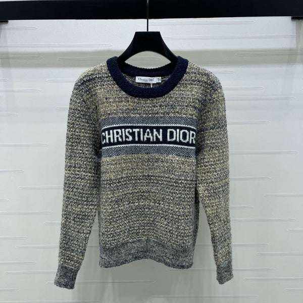 Dior 2025 Sweater Beige mix Navy Blue Wool 321296