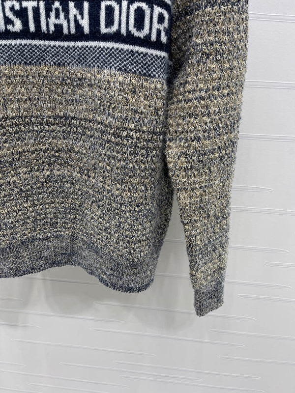 Dior 2025 Sweater Beige mix Navy Blue Wool 321296