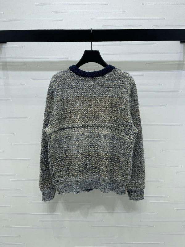 Dior 2025 Cardigan Beige mix Navy Blue Wool 321288