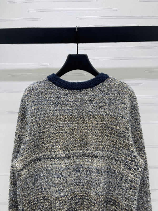 Dior 2025 Cardigan Beige mix Navy Blue Wool 321288