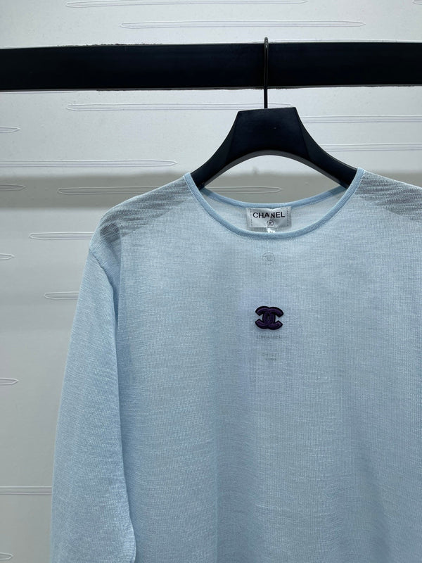 Ensemble deux pièces caraco et tricot manches longues CC 26s Bleu clair 344133