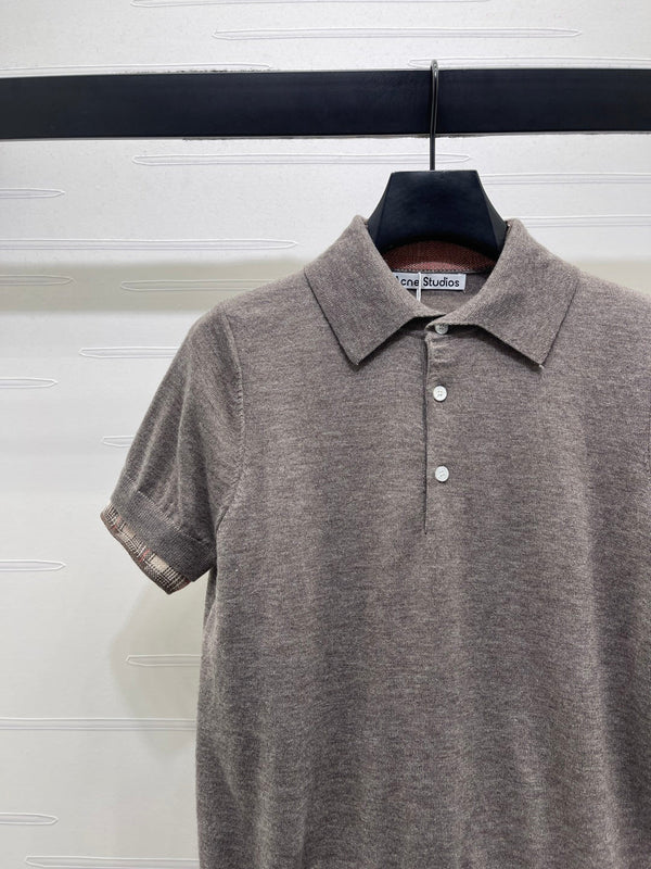 Chemise Miu semi-ouverte à manches courtes, maille grise 343425