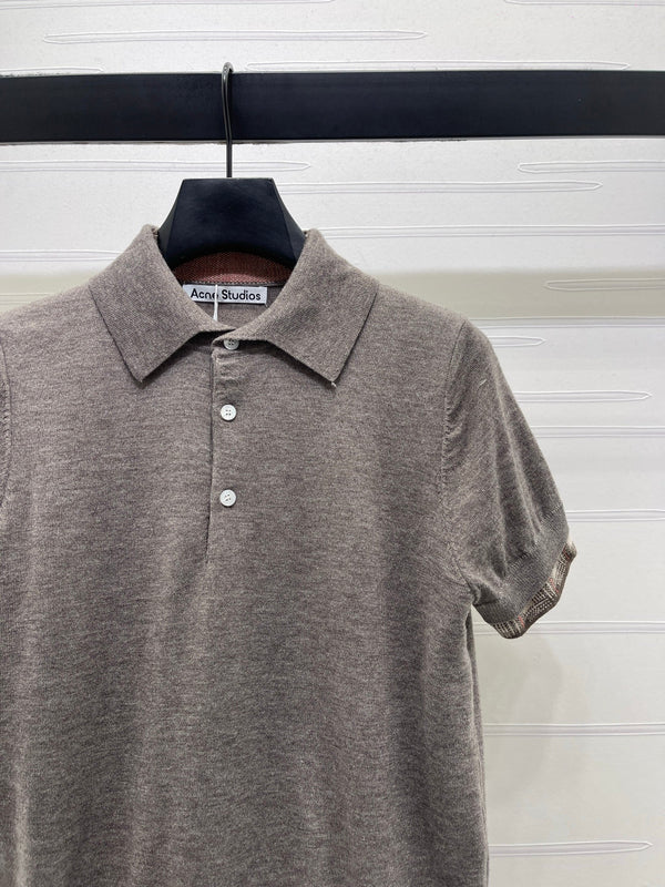 Chemise Miu semi-ouverte à manches courtes, maille grise 343425