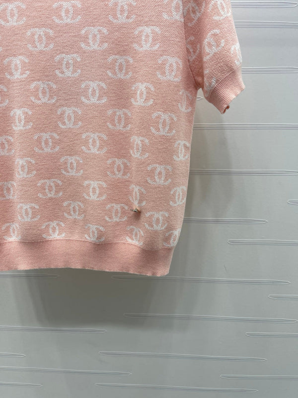 Cardigan à manches courtes en maille jacquard CC 26s Laine rose 344125