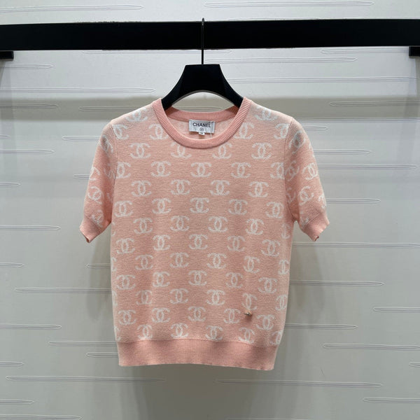 Cardigan à manches courtes en maille jacquard CC 26s Laine rose 344125