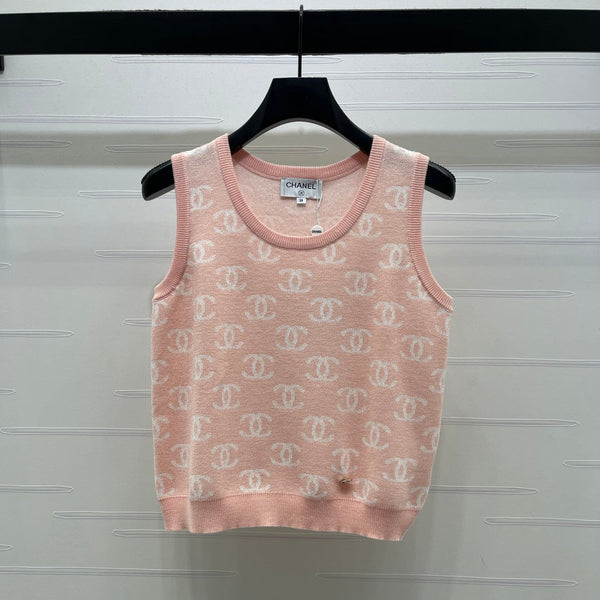 CC 26sGilet tricoté en jacquard Laine rose 344122