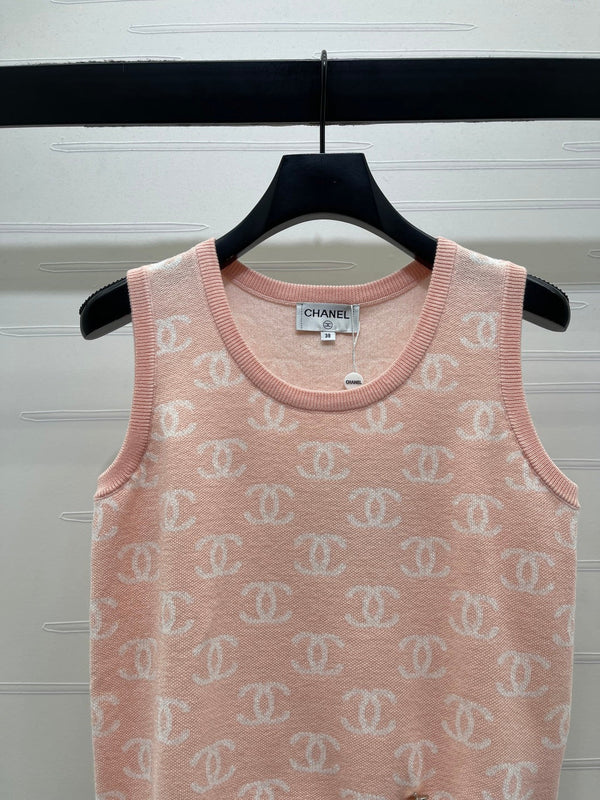 CC 26sGilet tricoté en jacquard Laine rose 344122