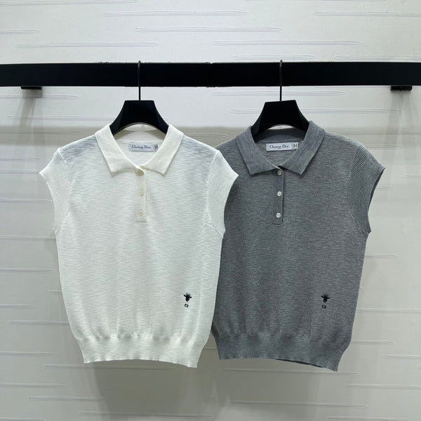 CD Polo Collar Knit Vest Silk Wool 392661