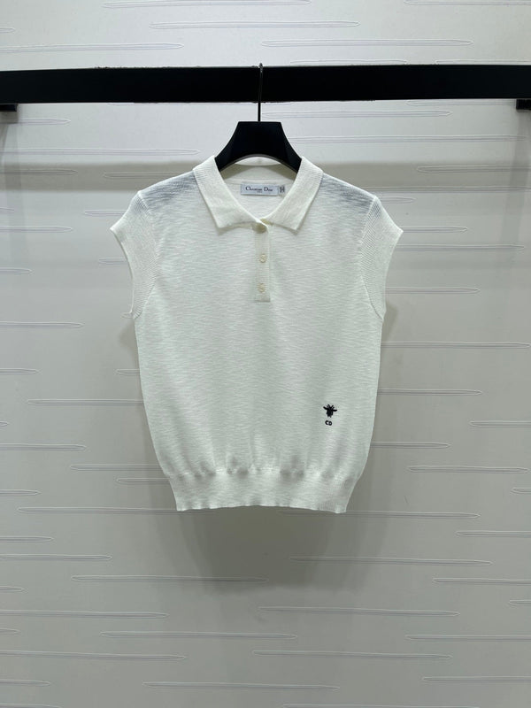 CD Polo Collar Knit Vest Silk Wool 392661