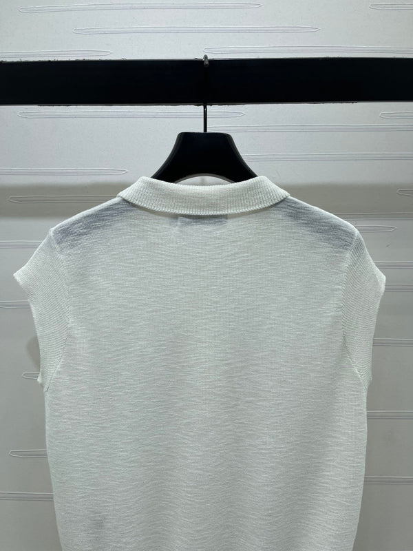 CD Polo Collar Knit Vest Silk Wool 392661