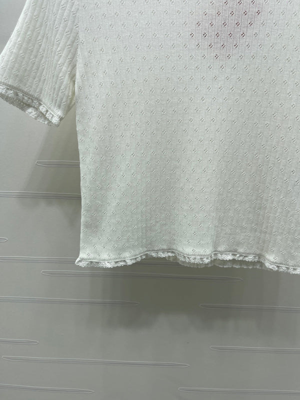 Miu Neck Short-Sleeved Top Linen Silk 392700
