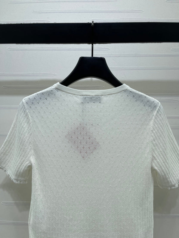 Miu Neck Short-Sleeved Top Linen Silk 392700