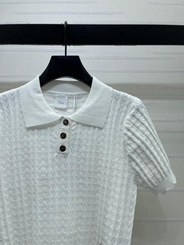 CD Knit Short-Sleeved Top Black Wool Acrylic Nylon Polyester 397467