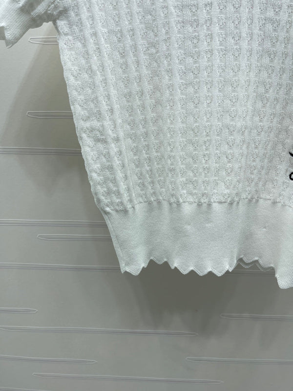 CD Knit Short-Sleeved Top Black Wool Acrylic Nylon Polyester 397467