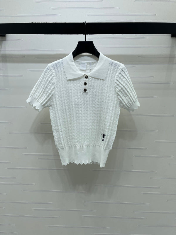 CD Knit Short-Sleeved Top Black Wool Acrylic Nylon Polyester 397467