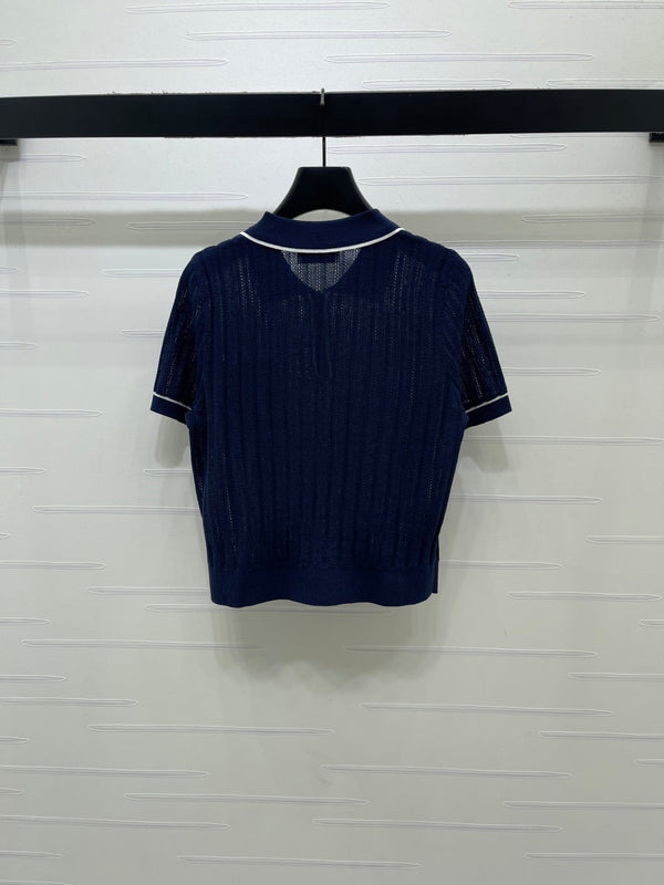 YSL 26s Knit Short-Sleeved Top Silk Linen 401585