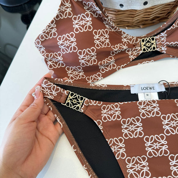 Loewe Two-Piece Bikini Brown White 203031