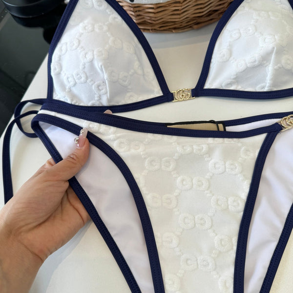 Gucci 26s Swimsuit White Colorful Cotton