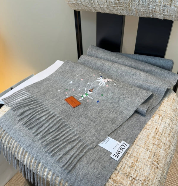 Écharpe Loewe 180CM Mélange de laine grise 902880