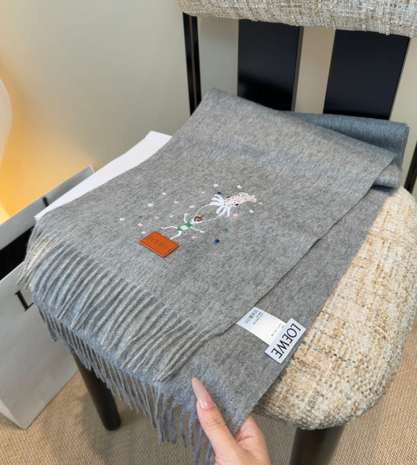 Écharpe Loewe 180CM Mélange de laine grise 902880