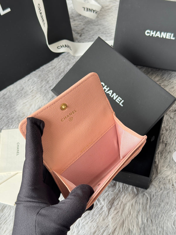Porta carte di credito CC Boy Flap in pelle di vitello granata color oro rosa chiaro 242856