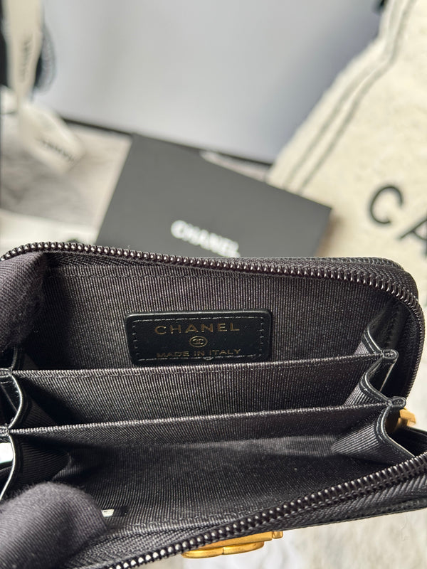 CC Classic Boy Portamonete in pelle di vitello granata color oro nero 242882