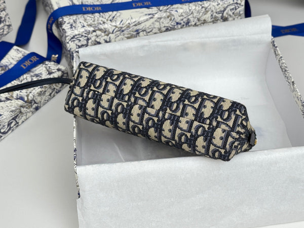 CD Oblique Beauty Case 24cm Blue Jacquard