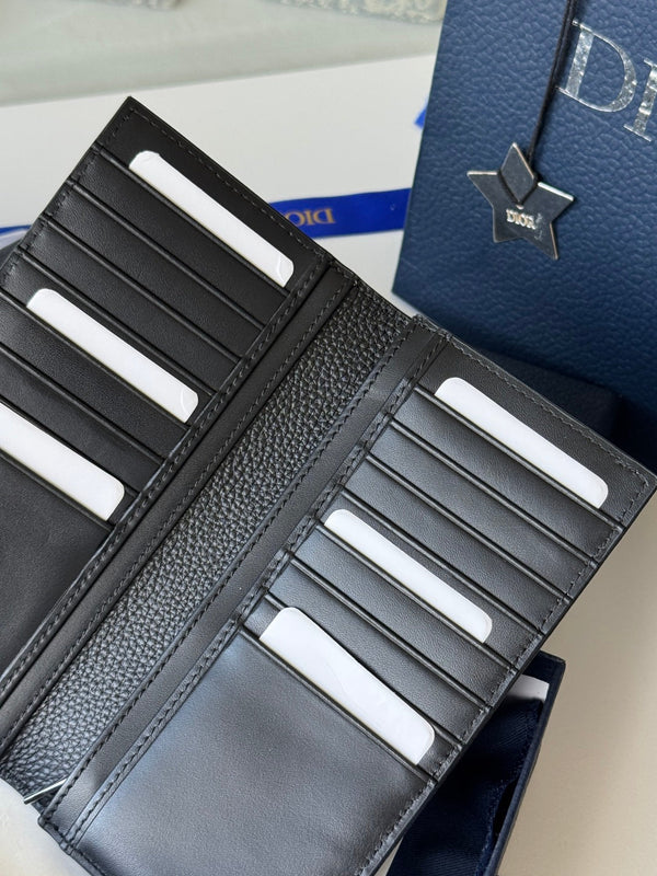CD Saddle Long Vertical Wallet Black Cowhide