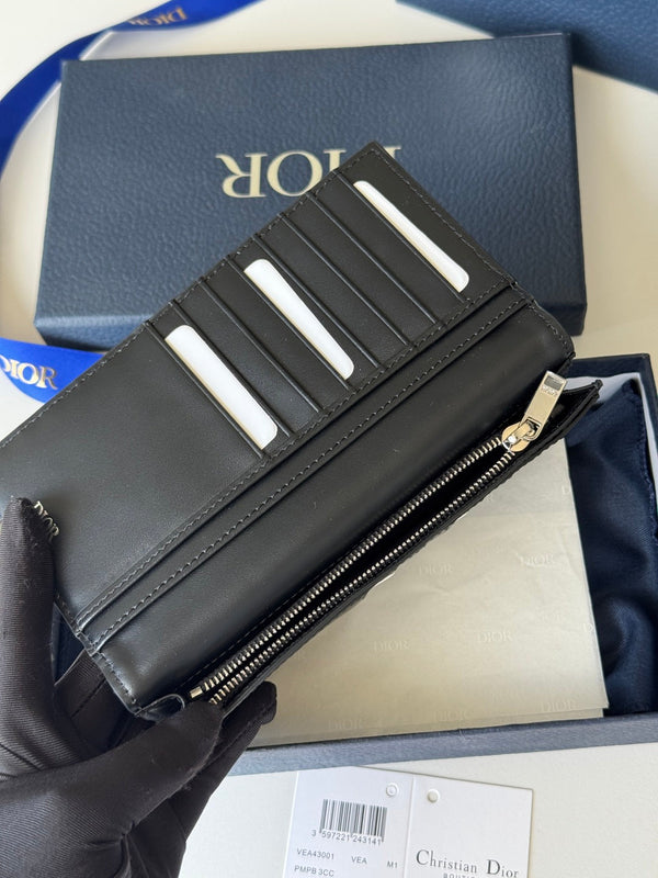 CD Long Vertical Wallet Black Jacquard Cowhide