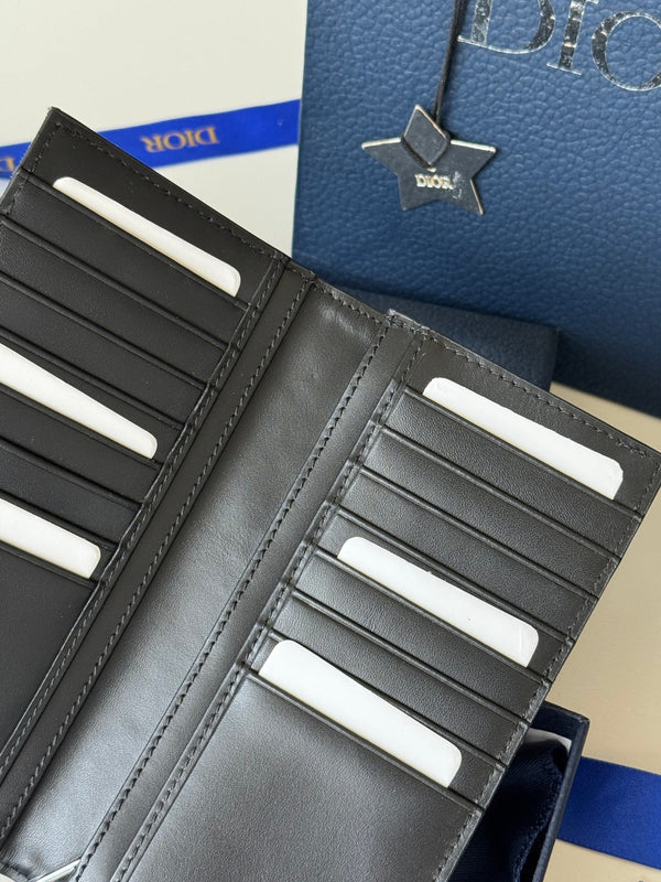 CD Long Vertical Wallet Black Jacquard Cowhide