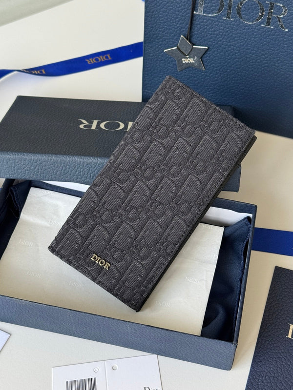 CD Long Vertical Wallet Black Jacquard Cowhide
