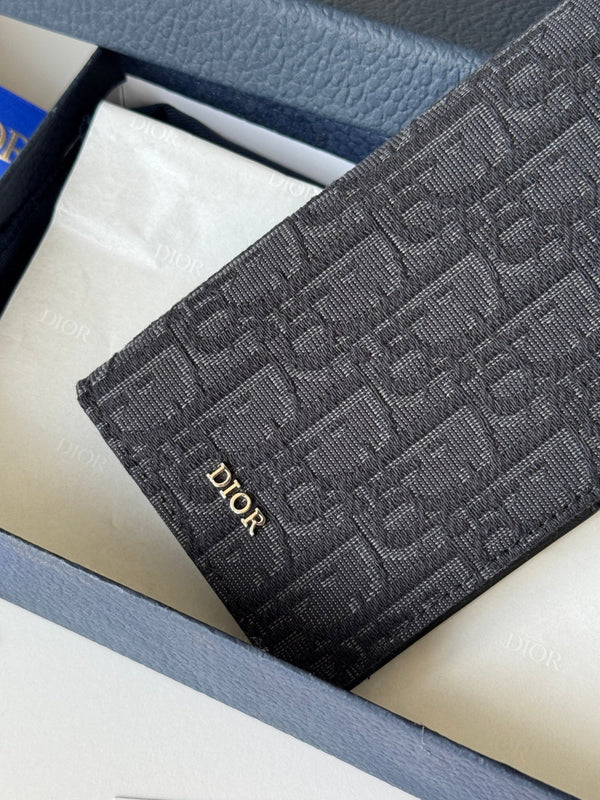 CD Long Vertical Wallet Black Jacquard Cowhide