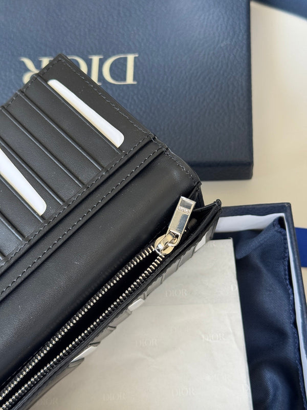 CD Long Vertical Wallet Black Jacquard Cowhide