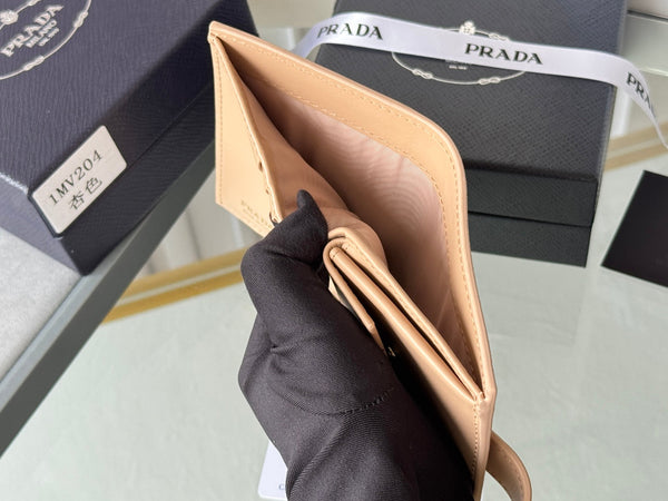 Pra 1MV204 Small Wallet Caramel Saffiano & Smooth Leather