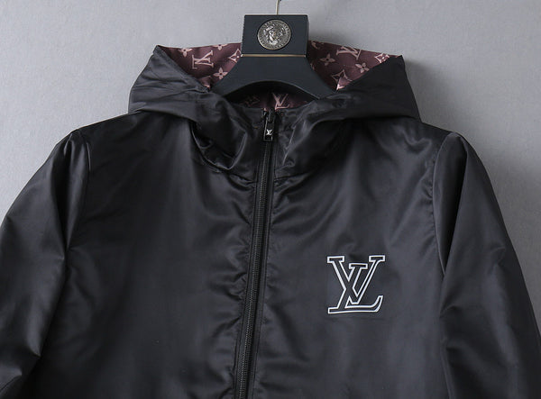 LV WINE RED MONOGRAM AND BLACK DOUBLE-SIDED WINDBREAKER 238976